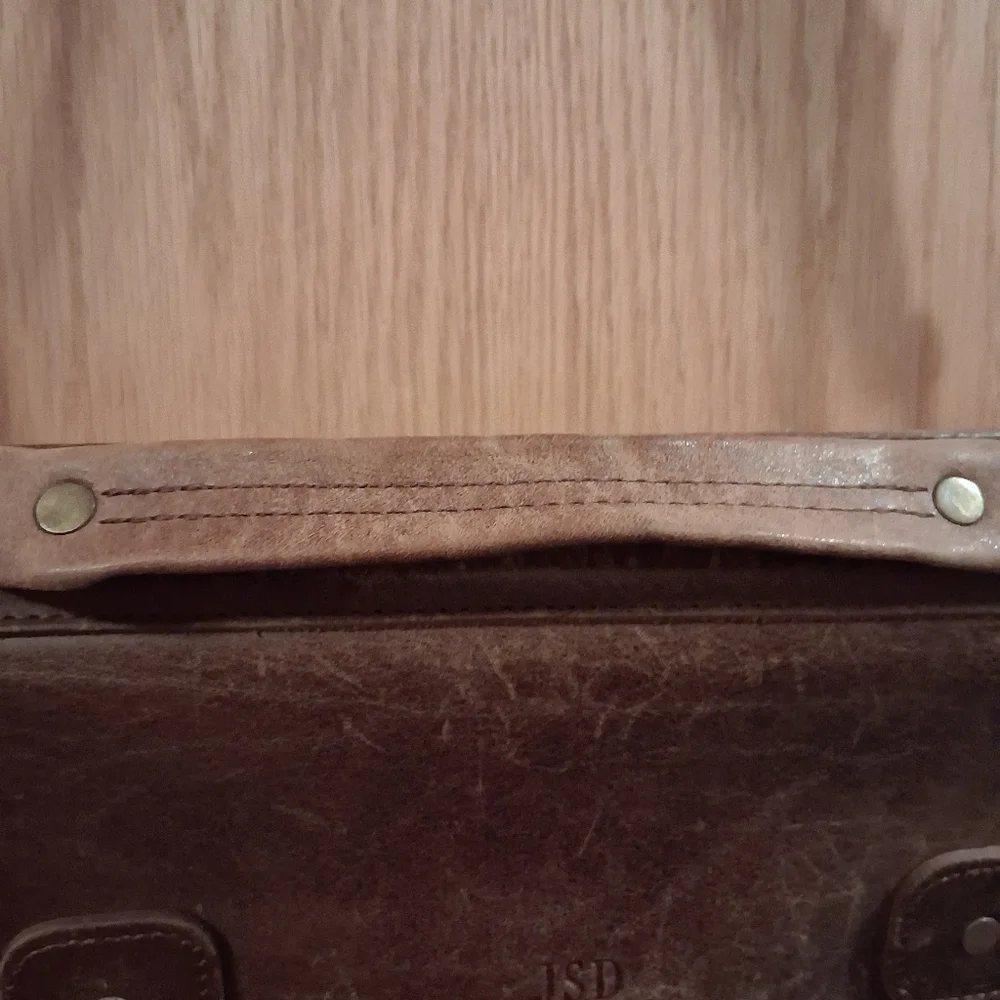 J.W. Hulme Co. Leather Shoulder,  Satchel, Messenger Bag, Cognac With Straps